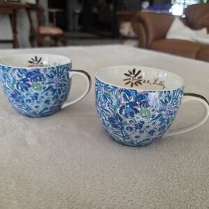 Lilly Pulitzer Floral Blue and Green Mugs